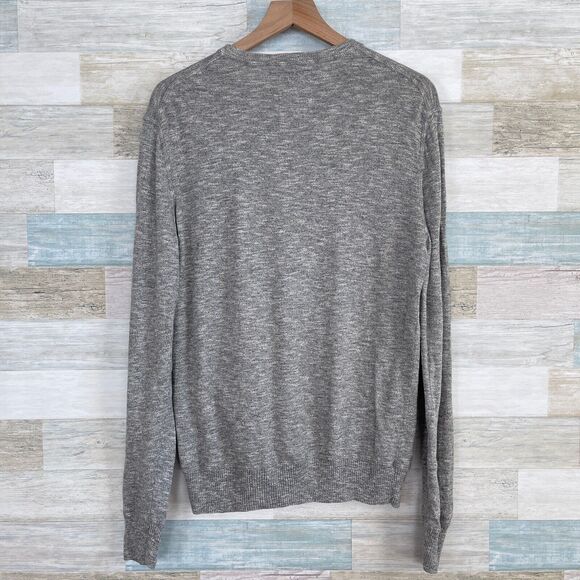 American Eagle Athletic Fit V Neck Sweater Gray Lightweight Casual Mens Large - Picture 3 of 6